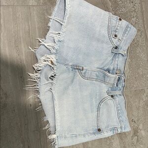 Levi's Light Blue Frayed Denim Shorts sz 27
